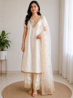 Elegant Cream and Gold South Asian Ensemble