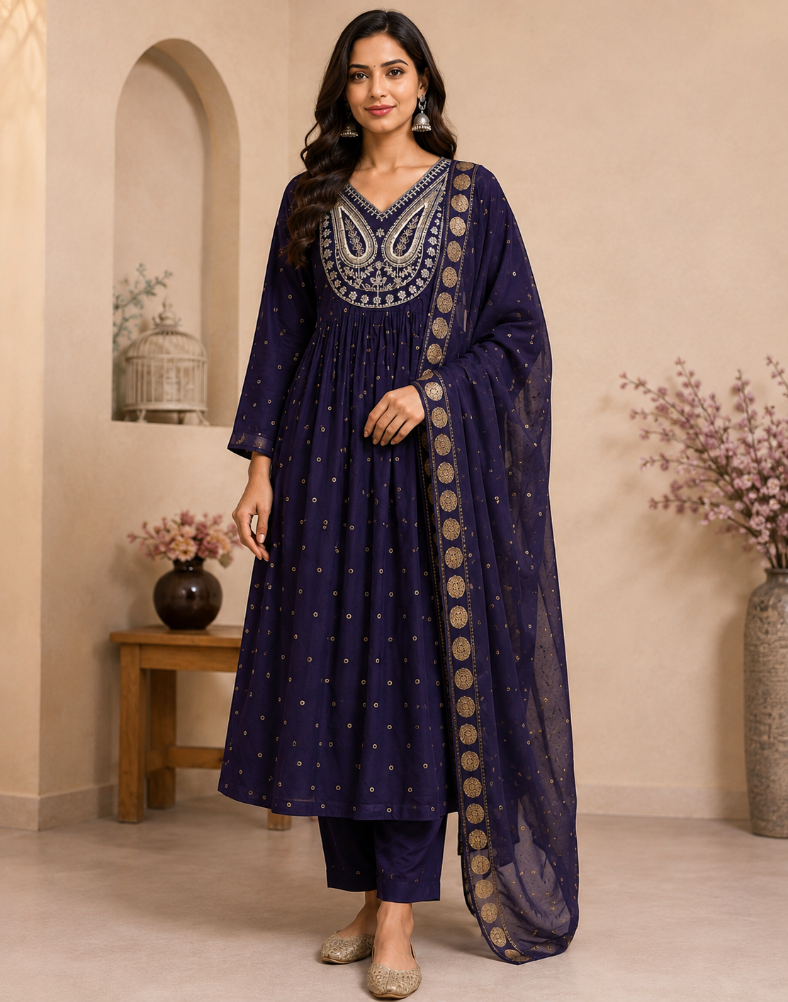 Royal Navy Anarkali Suit Set image 1 Royal Navy Anarkali Suit Set - Image 1